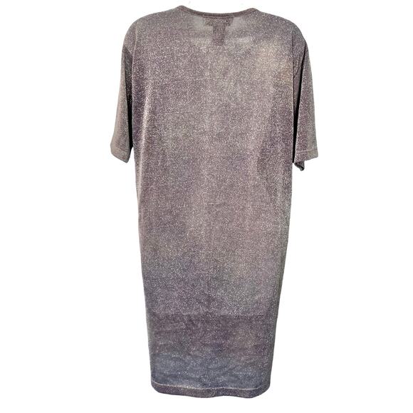 Vintage 90s Purple Swirl Glitter Short Sleeve Blouse Long Tee Shirt Top Size M - Picture 5 of 8